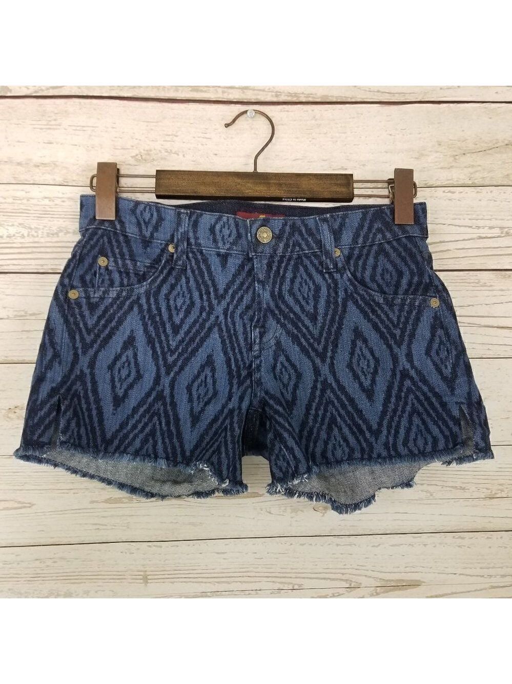 7 For All Mankind Womens Size 25 Low Rise Cutoff Side Slit Boho Denim Shorts